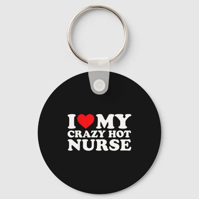 I Heart My Nurse Husband Wife Funny Matching Coupl Keychain (Front)