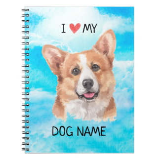 I Heart My Pembroke Welsh Corgi Dog Pet Watercolor Notebook