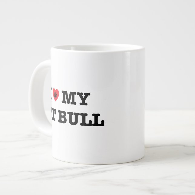 I Heart My Pit Bull Jumbo Coffee Mug (Front Left)