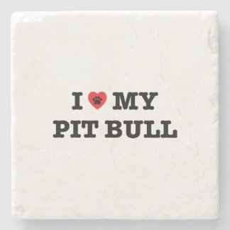 I Heart My Pit Bull Stone Coaster