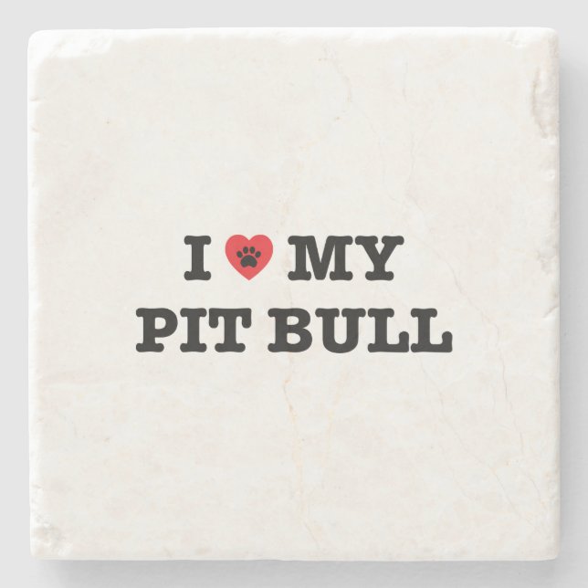 I Heart My Pit Bull Stone Coaster (Front)
