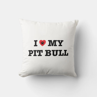 I Heart My Pit Bull Throw Pillow