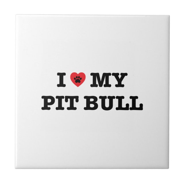 I Heart My Pit Bull Tile (Front)