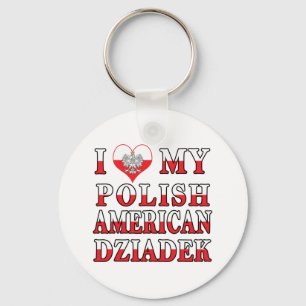 I Heart My Polish American Dziadek Keychain