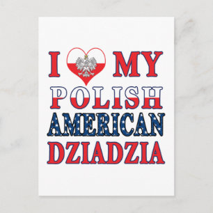 I Heart My Polish American Dziadzia Postcard
