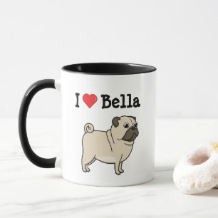I "heart" my pug & custom name coffee mug