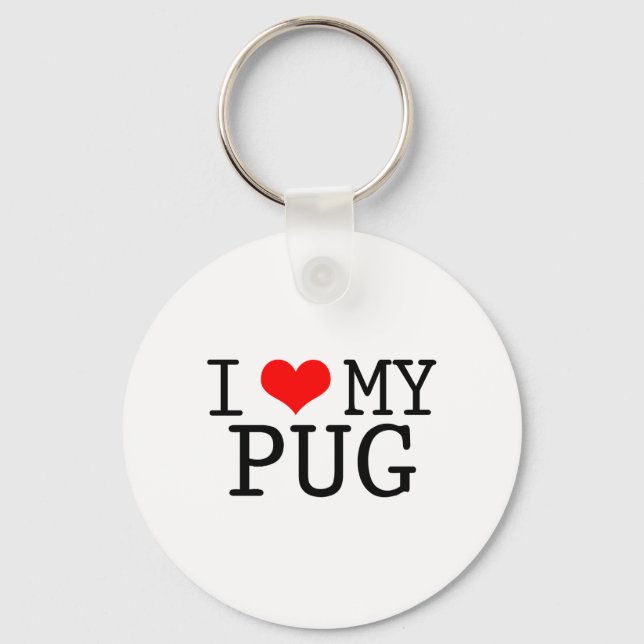 I Heart My Pug Keychain (Front)