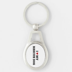 I Heart My Rescue Dog Metal Keychain