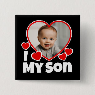 I Heart My Son Personalized Photo 2 Inch Square Button