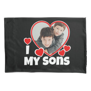I Heart My Sons Personalized Photo Pillowcase