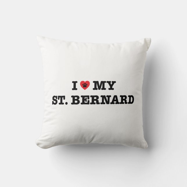 I Heart My St Bernard Throw Pillow (Front)