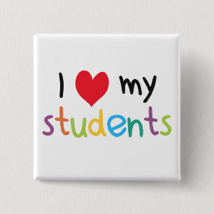 I Heart My Students Teacher Love 2 Inch Square Button