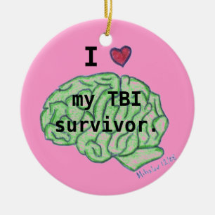 "I [heart] my TBI survivor" ornament