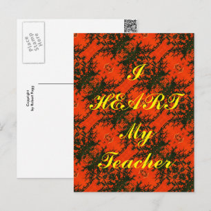 "I Heart My Teacher"  appreciation postcard