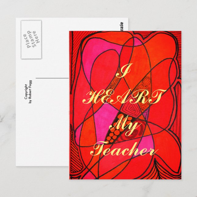 "I Heart My Teacher"  appreciation postcard (Front/Back)