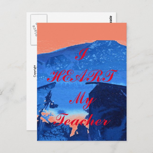 "I Heart My Teacher"  appreciation postcard (Front/Back)