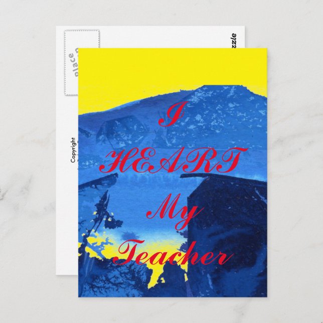 "I Heart My Teacher"  appreciation postcard (Front/Back)