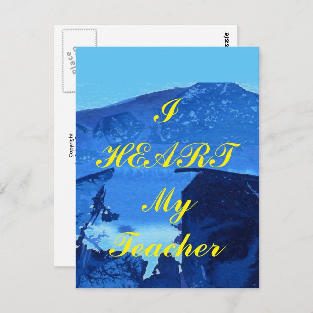 "I Heart My Teacher"  appreciation postcard (Front/Back)