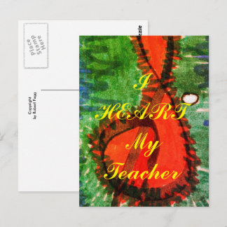 "I Heart My Teacher" appreciation postcard