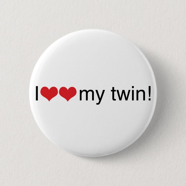 I Heart My Twin 2 Inch Round Button (Front)
