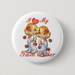 I (Heart) my Twin Sister 2 Inch Round Button