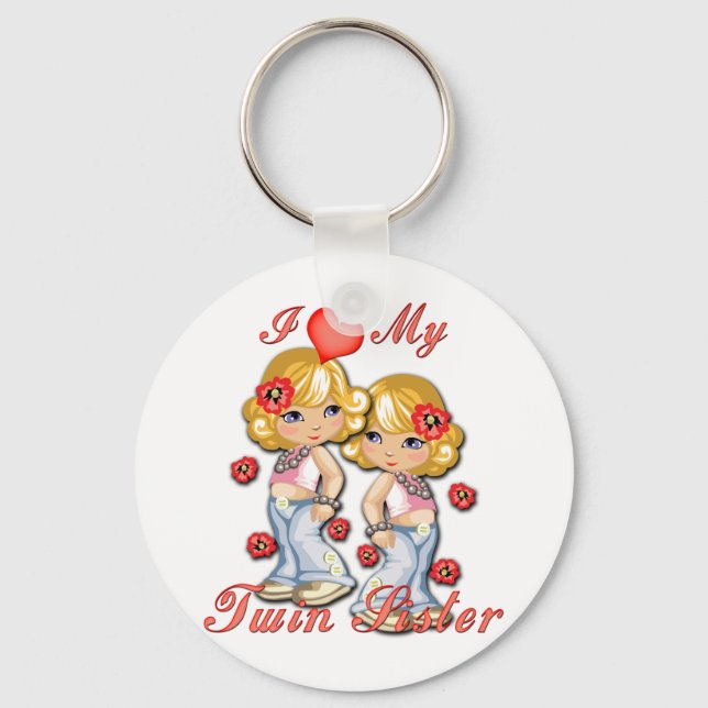 I (Heart) my Twin Sister Keychain (Front)