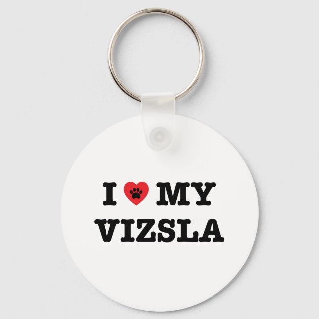 I Heart My Vizsla Button Keychain (Front)