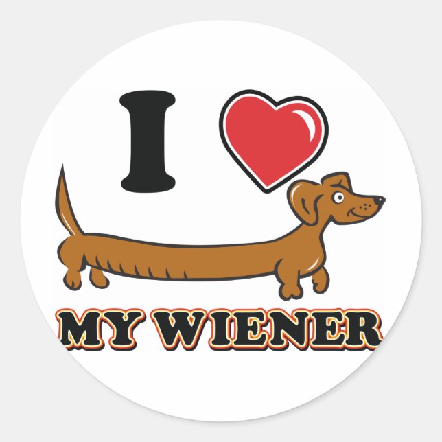 I-HEART-MY-WEINER CLASSIC ROUND STICKER (Front)