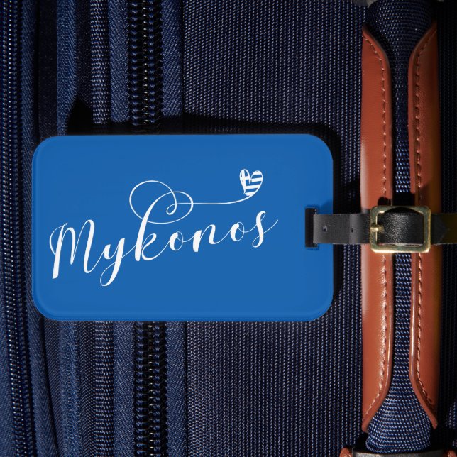 I Heart Mykonos, Greece Luggage Tag (Front Insitu 4)