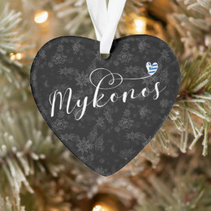 I Heart Mykonos, Greece Ornament
