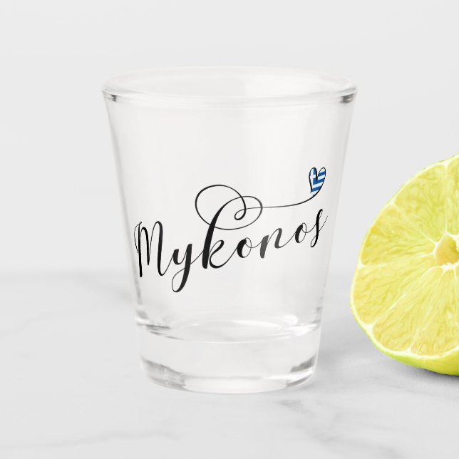 I Heart Mykonos, Greece Shot Glass (Front)