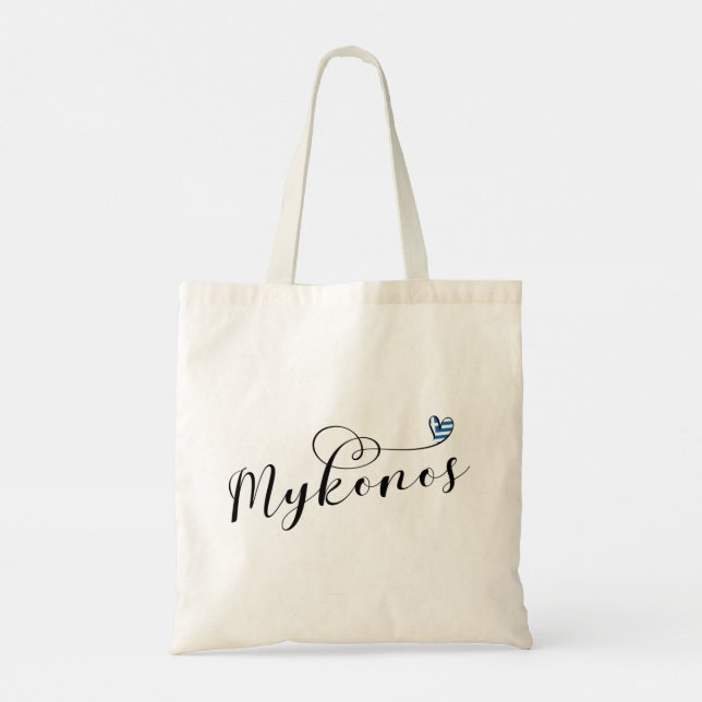 I Heart Mykonos, Greece Tote Bag (Back)