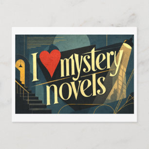 "I [Heart] Mystery Novels" Postcard