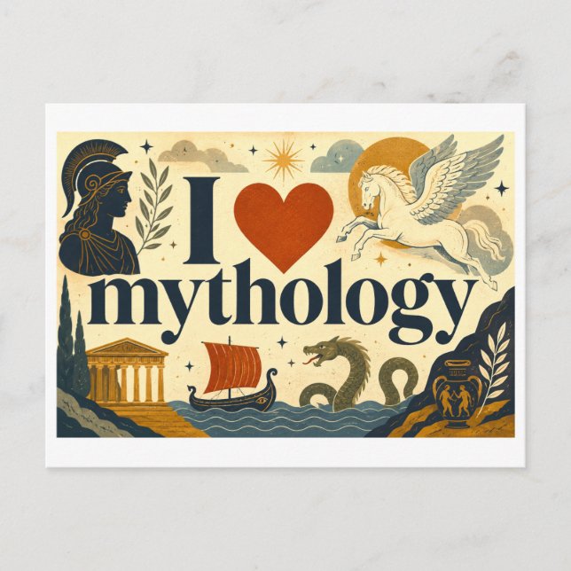 "I [Heart] Mythology" Postcard (Front)