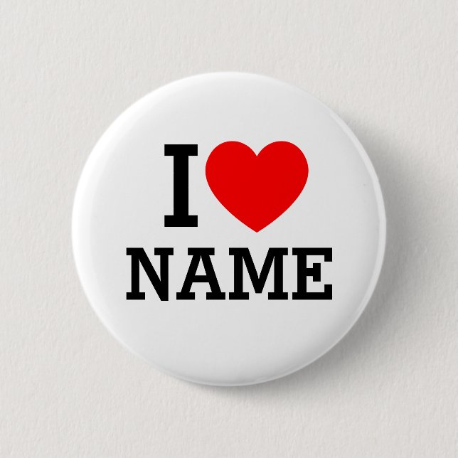 I Heart Name 2 Inch Round Button (Front)