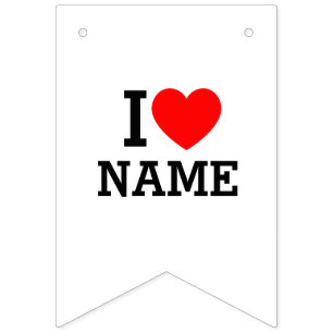 I Heart Name Bunting Flags