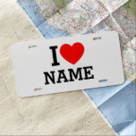 I Heart Name License Plate<br><div class="desc">Write your desired Name or Text on the name Section.</div>