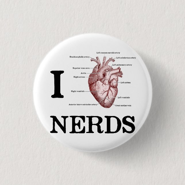 I Heart Nerds 1 Inch Round Button (Front)