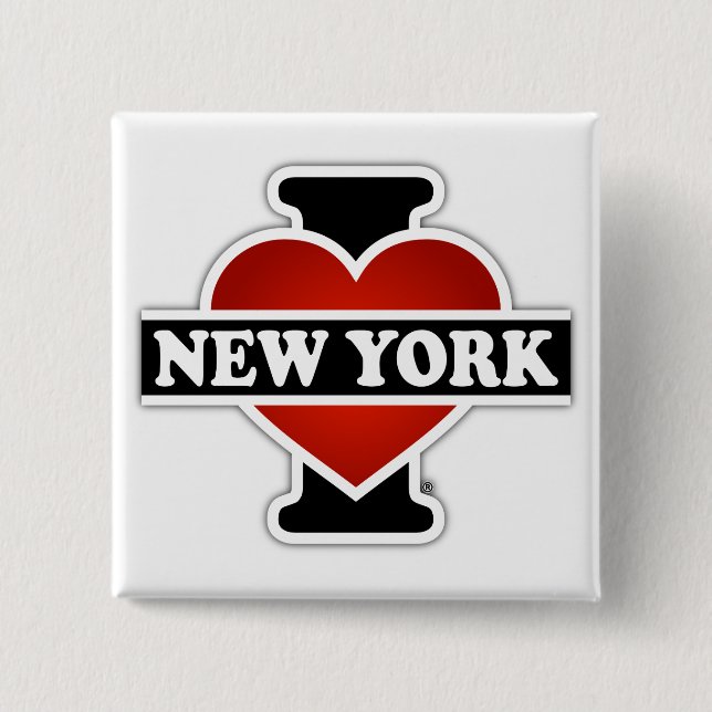 I Heart New York 2 Inch Square Button (Front)