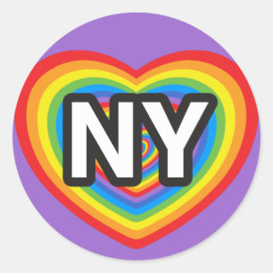 I heart New York. I love New York. NYC rainbow Classic Round Sticker