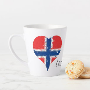 I Heart Norway Distressed Painted Heart Flag Latte Mug