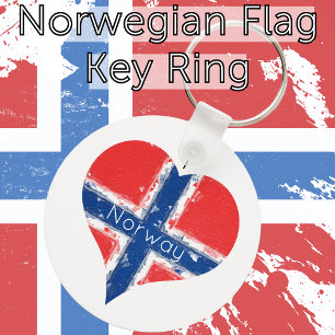 I Heart Norway Norwegian Flag Keychain
