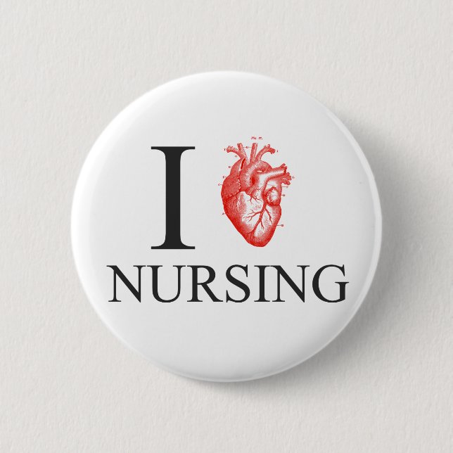 I Heart Nursing 2 Inch Round Button (Front)