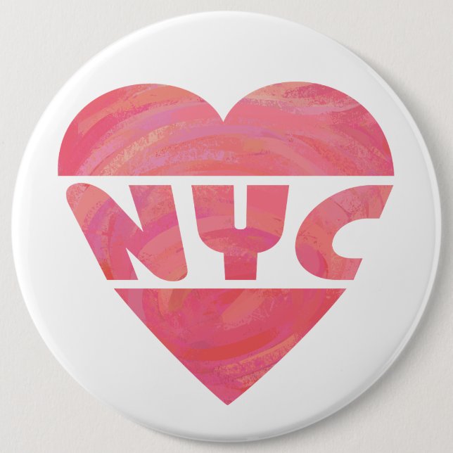 I Heart NYC 6 Inch Round Button (Front)