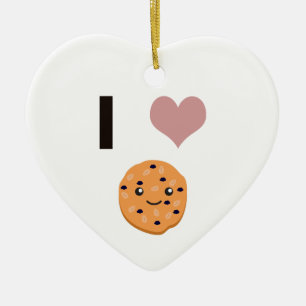 I heart Oatmeal Cookies Ceramic Ornament