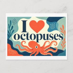 "I [Heart] Octopuses" Postcard