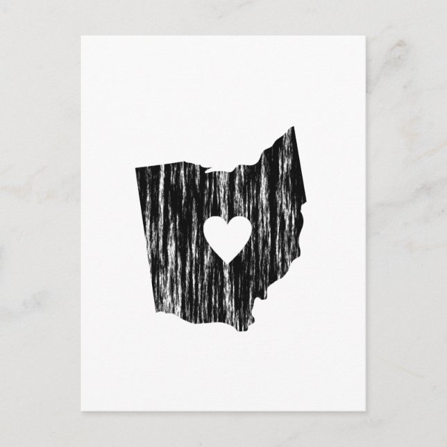 I Heart Ohio Grunge Worn Outline State Love Postcard (Front)