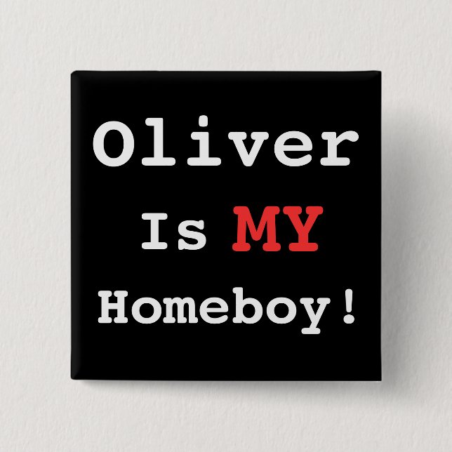 I Heart Oliver! 2 Inch Square Button (Front)
