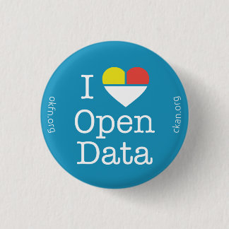 I Heart Open Data CKAN Badge (Dark Blue) 1 Inch Round Button