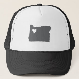 I Heart Oregon Grunge Look Outline State Love Trucker Hat